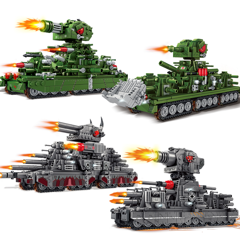 Lego Compatible Military Tank - مجموعة مكعبات متعددة نموذج الرسوم المتحركة