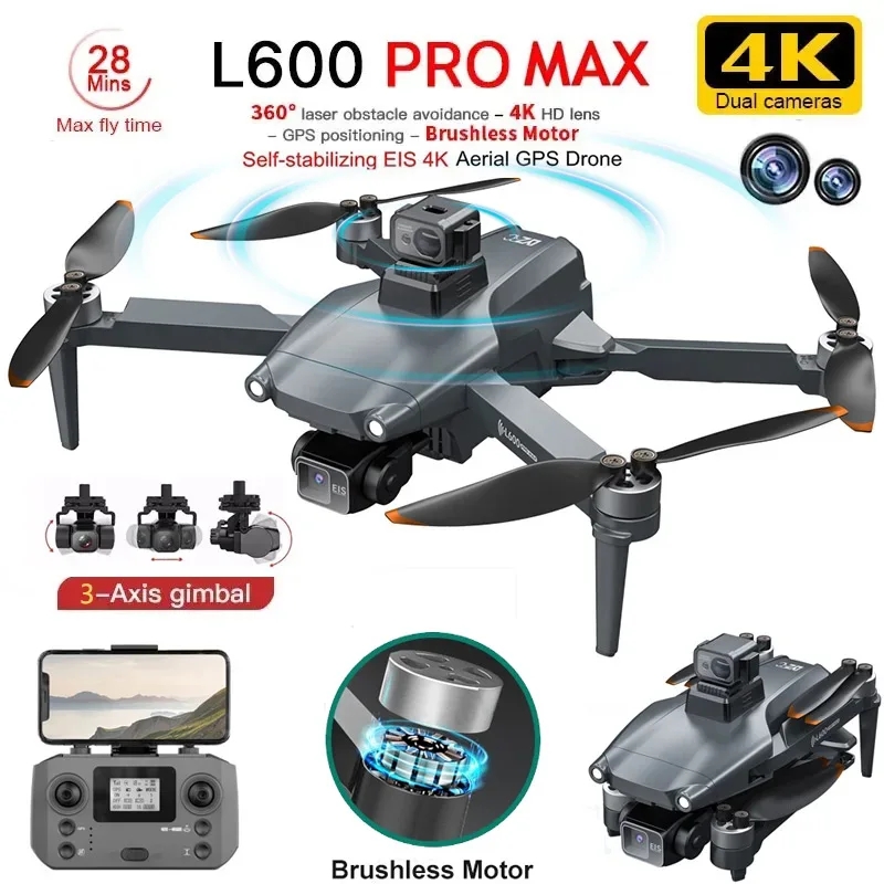 Fpv Brushless Rc Drone 4K - L600 PRO MAX GPS الطائرة بدون