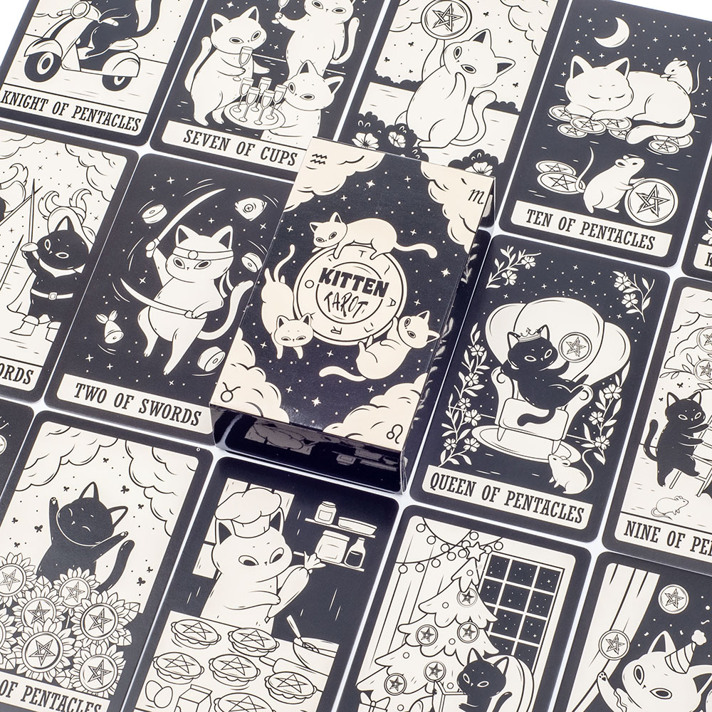 نسخة التاروت الهريرة بالأبيض و - مراجعة Tarot Cards Deck With Guidebook وسعره