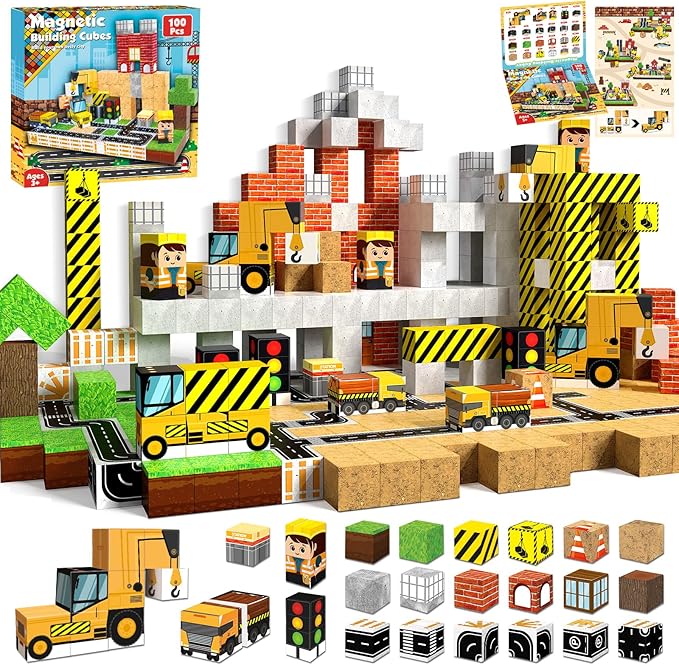 100 قطعة كتل مغناطيسية، مكعبات - مراجعة Magnetic Building Tiles Set 100Pcs وسعره