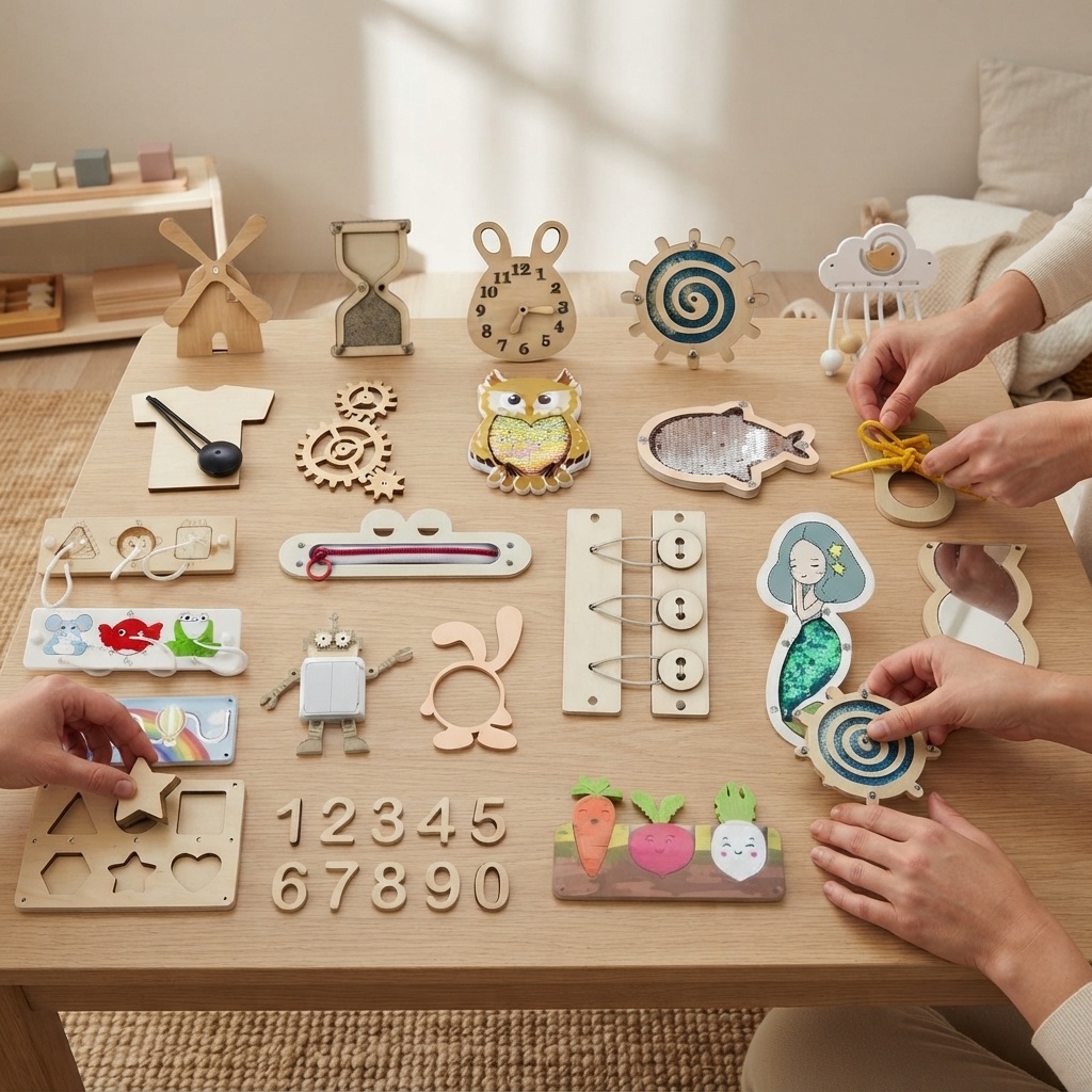 لوحة الأنشطة الخشبية المونتيسو - مراجعة Montessori Wooden Busy Board Toddler وسعره