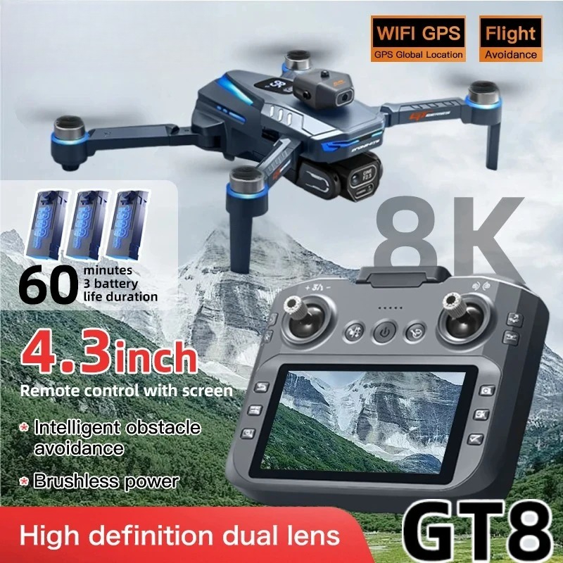 طائرة بدون طيار GT8 الأصلية بد - مراجعة Fpv Brushless Rc Drone 4K وسعره