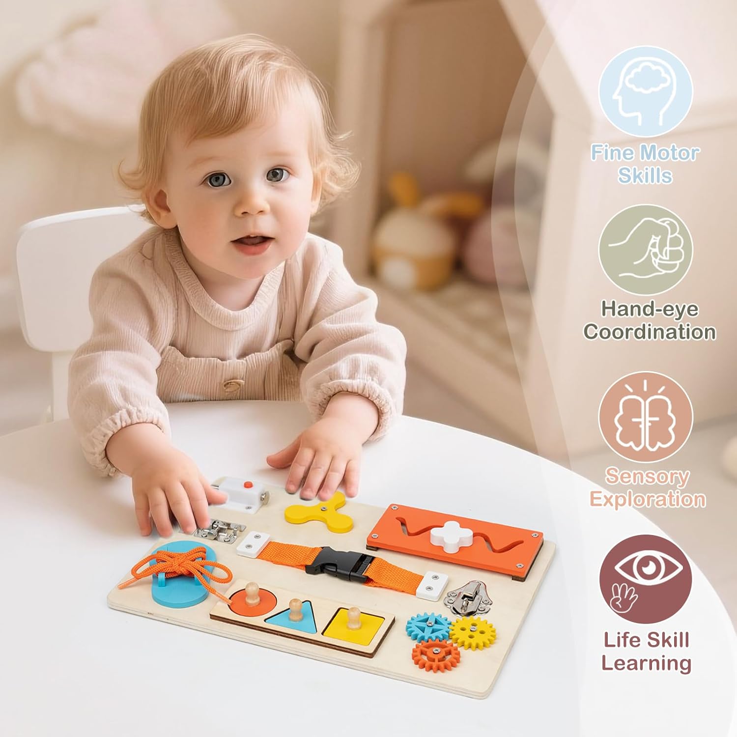 لوحة مونتيسوري المزدحمة للأطفا - مراجعة Montessori Wooden Busy Board Toddler وسعره